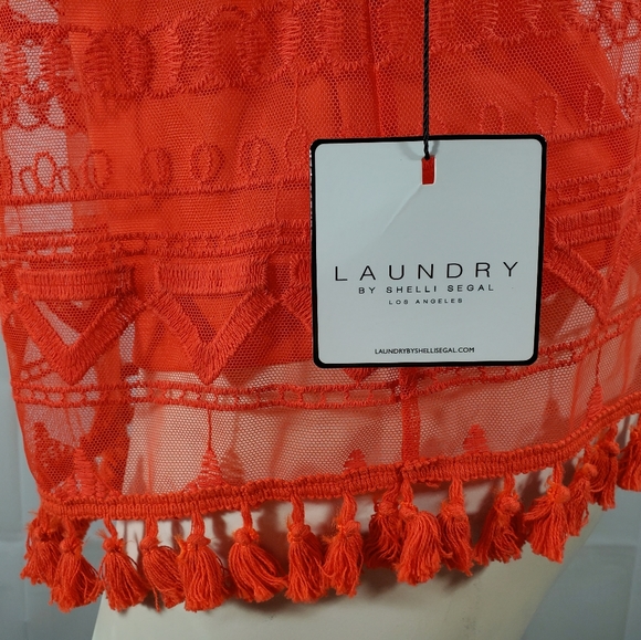 Laundry by Shelli Segal Lace Cap Sleeve Orange Top - Picture 3 of 5